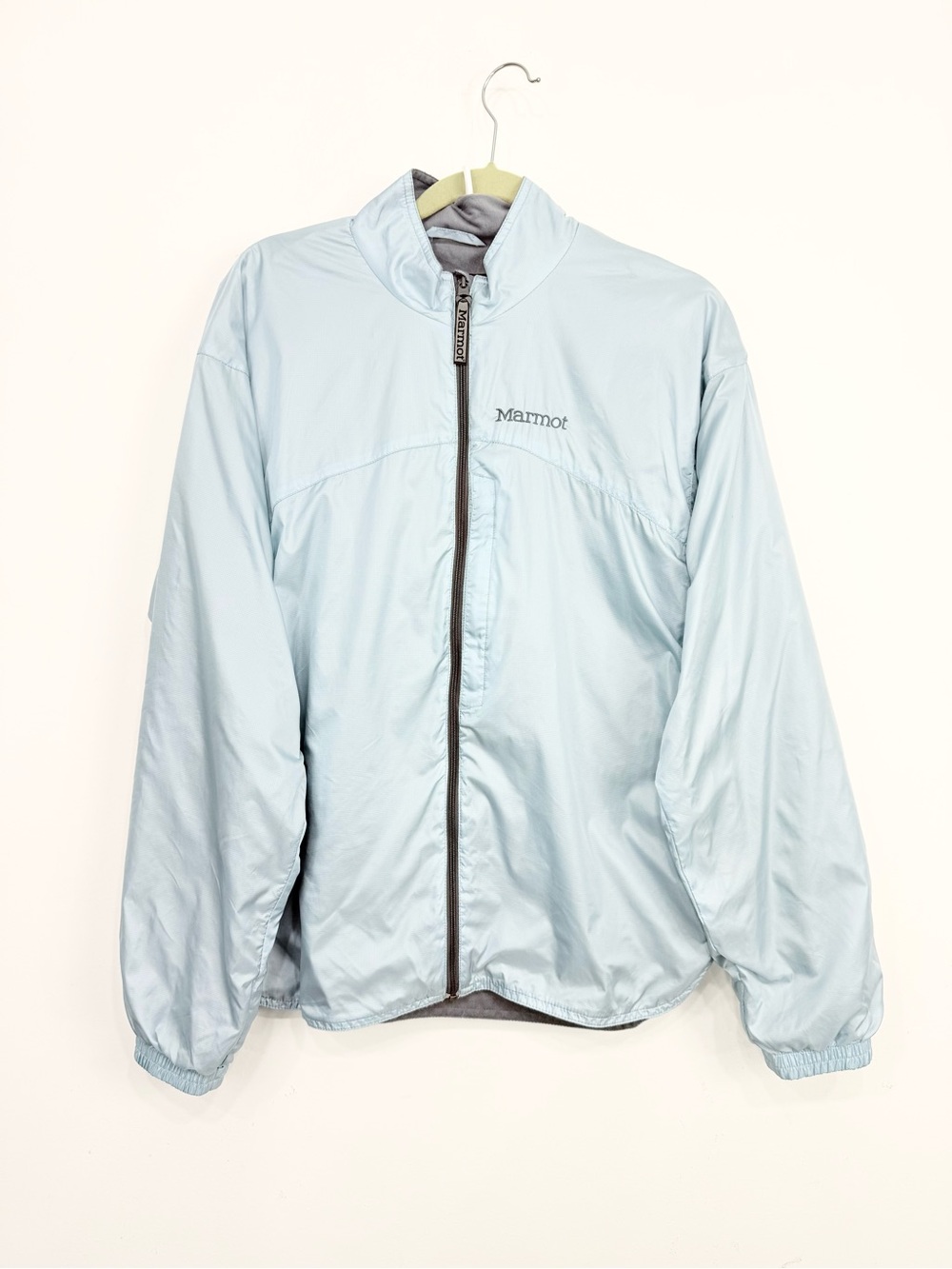 Marmot Light Blue Vent Armpit Zip Up Nylon Performance Windbreaker Jacket